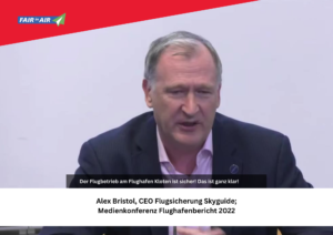 Alex Bristol, CEO Flugsicherung Skyguide; Medienkonferenz Flughafenbericht 2022